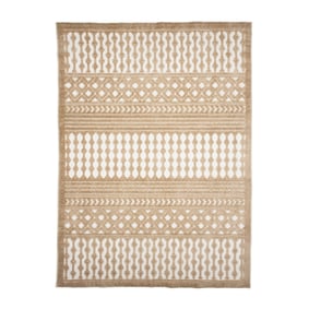 Waschbarer Teppich - Dunya Geo Beige Weiß - sfeer