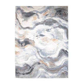Teppich Abstrakt - Xavier Wave Blau Grau - sfeer