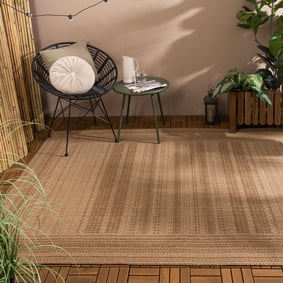 Garten Teppich Jute - Mavi Stripes Creme Braun