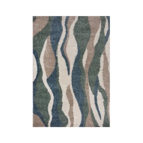 Hochflor Teppich - Alano Stream Blau Grün - product