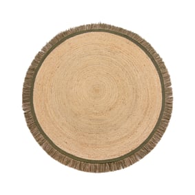 Jute Teppich Rund - Kahano Natur Grün - sfeer