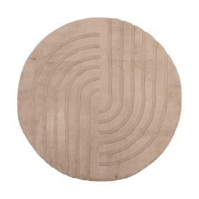 Hochflor Teppich Rund - Carvy Curves Taupe - sfeer