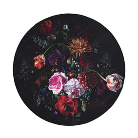 Teppich Floral Rund - Florine Schwarz Rosa - sfeer