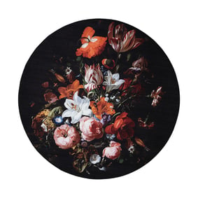 Teppich Floral Rund - Florine Schwarz Orange - sfeer
