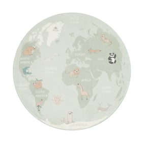 Kinderteppich Rund - Globe Mint - sfeer