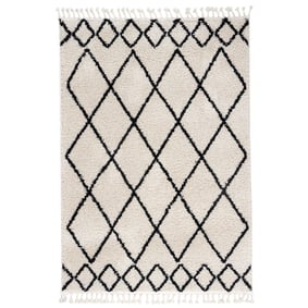 Teppich Hochflor - Grand Diamond Weave Creme Schwarz - sfeer