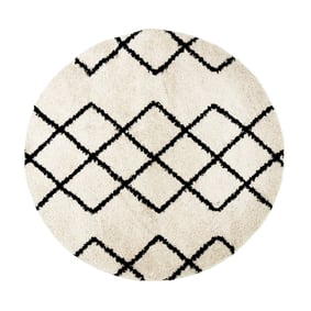 Teppich Hochflor Rund - Grand Diamond Creme Schwarz - sfeer