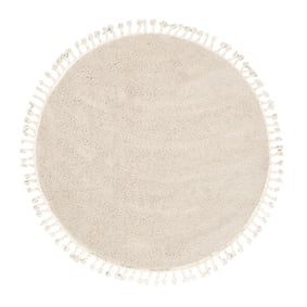 Teppich Hochflor Rund - Lofty Fringe Creme Weiß - sfeer