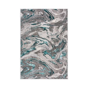 Marmor Teppich - Erio Marbled Grau Türkis - sfeer