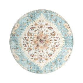 Vintage Gartenteppich Rund - Santo Mandala Hellblau - sfeer