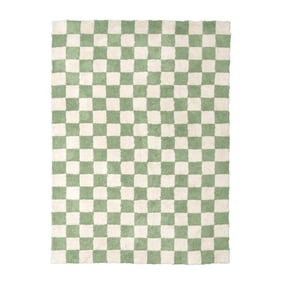 Retro Teppich - Gambit Grün Weiß - sfeer