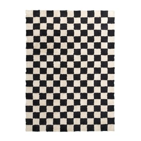 Retro Teppich - Gambit Schwarz Weiß - sfeer