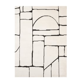 Japandi Teppich - Yori Blocks Creme Schwarz - sfeer