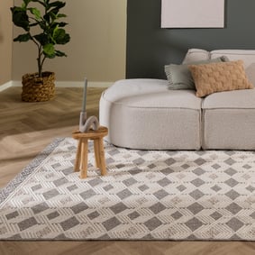 Nachhaltiger Teppich - Lorre Blocks Creme Anthrazit
