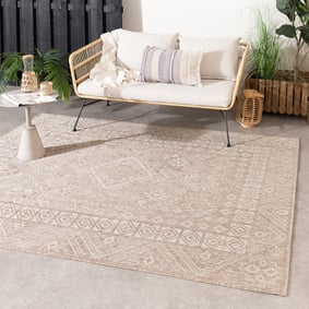 In- & Outdoor Jute Teppich - Atlas Aztec Braun Creme