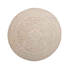 In- & Outdoor Jute Teppich Rund - Atlas Aztec Braun Creme - product