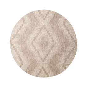 In- & Outdoor Jute Teppich Rund - Atlas Diamond Braun Creme - product