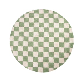 Rund Retro Teppich - Gambit Grün Weiß - sfeer
