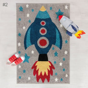 Kinderteppich - Rocco Rocket Grau Blau