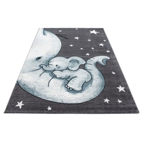 Kinderzimmer Teppich - Anna Elefant Blau - sfeer