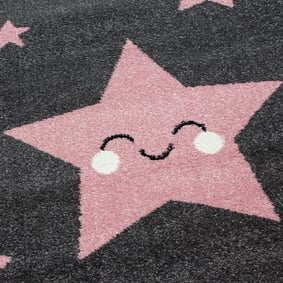 Kinderzimmer Teppich Rund - Anna Sterne Rosa - sfeer
