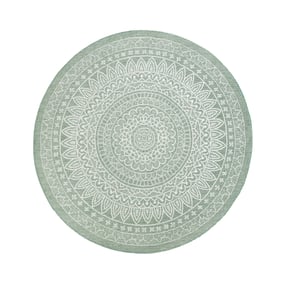 In- & Outdoor Teppich Rund - Summer Azteca Grün - sfeer