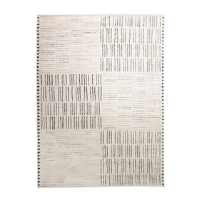 Teppich Wohnzimmer - Yune Lines Creme Schwarz - sfeer