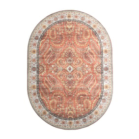 Vintage Gartenteppich Oval - Santo Flora Terrakotta - sfeer