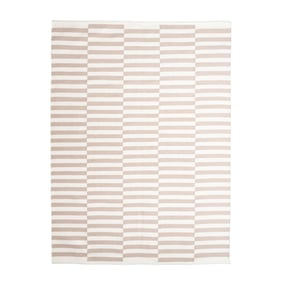 Baumwollteppich - Dazzle Blocks Beige Weiß - sfeer