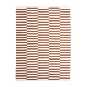 Baumwollteppich - Dazzle Blocks Braun Weiß - sfeer