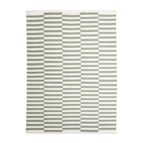 Baumwollteppich - Dazzle Blocks Grün Weiß - sfeer