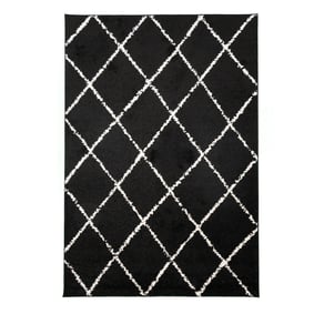 Teppich Hochflor - Grand Lines Schwarz Creme - sfeer