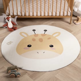 Waschbarer Spielteppich Rund - Sammy Giraffe Gelb