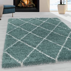 Berberteppich - Agadir Lines Blau Creme