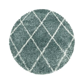 Berberteppich Rund - Agadir Lines Blau Creme