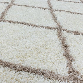 Berberteppich Rund - Agadir Lines Creme Beige - sfeer
