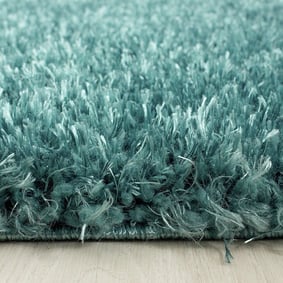 Hochflor Teppich Rund - Blushy Türkis - sfeer