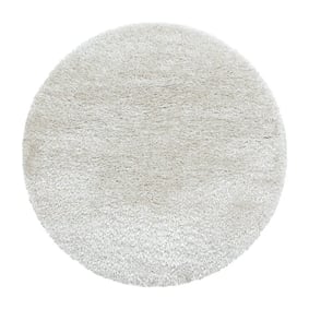 Hochflor Teppich Rund - Blushy Creme Weiß