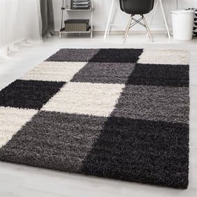 Hochflor Teppich - Cube Schwarz