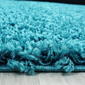 Hochflor Teppich Rund - Life Türkis - sfeer