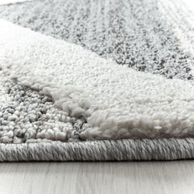 Teppich Skandinavisch Rund - Pitea Lines Grau Creme - sfeer