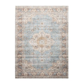 In- & Outdoor Teppich Vintage - Kairo Medaillon Hellblau Creme - sfeer
