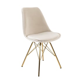 Samtstuhl Creme - Gold Gestell