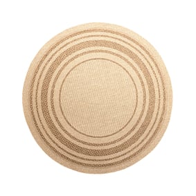 Jute Gartenteppich Rund - Mavi Border Creme Braun - sfeer