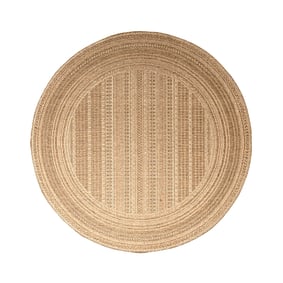 Jute Gartenteppich Rund - Mavi Stripes Creme Braun - sfeer
