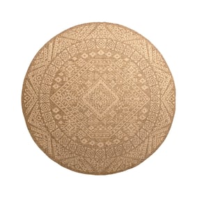 Jute Gartenteppich Rund - Mavi Medaillon Creme Braun - sfeer