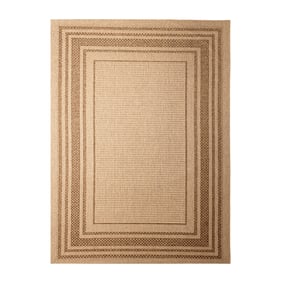 Garten Teppich Jute - Mavi Border Creme Braun - sfeer