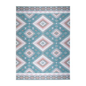 Outdoor Teppich Boho - Vedra Aztec Blau - sfeer