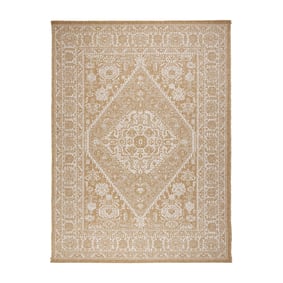 In- & Outdoor Jute Teppich - Daisy Medaillon Weiß - sfeer
