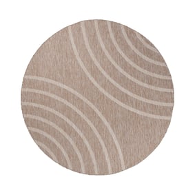 In- & Outdoor Teppich Rund - Sierra Curves Beige Creme - sfeer